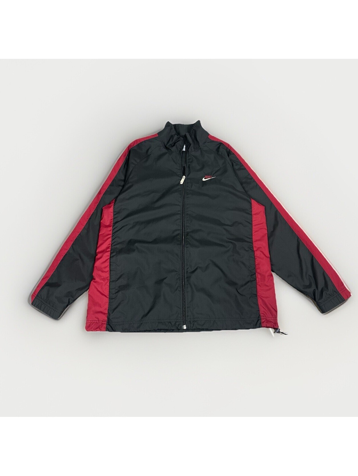 Vtg Nike Jacket Sz Large Black Red Track Windbreaker Zip Up Swoosh Athletic Y2k